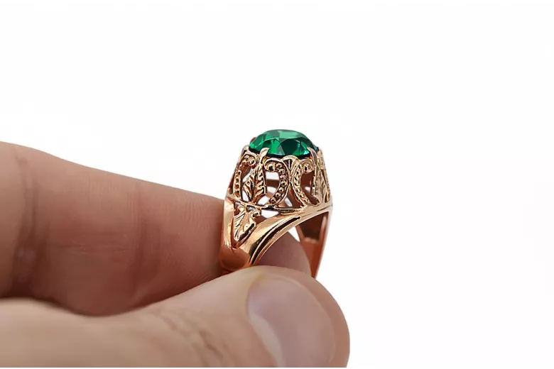 Vintage craft Ring Emerald Original Vintage 14K Rose Gold vrc080r